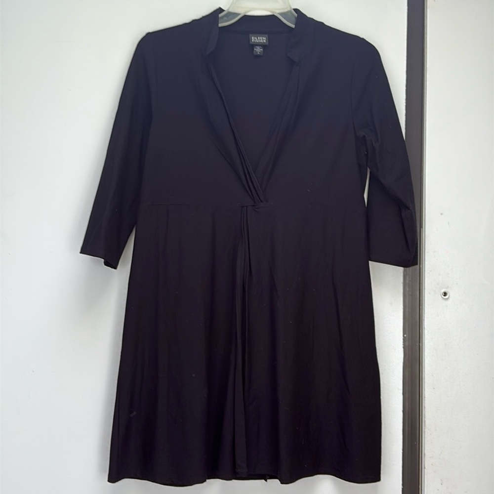 Vintage Eileen Fisher Black Gordian Knot Tie Clasp Wrap Dress Women’s Size S !
